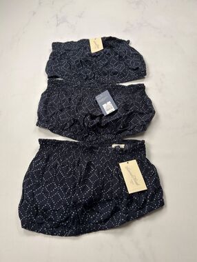 Universal Thread Bandeau Top Navy Polka Dot Smocked Lot of 3 - Womens M NWT